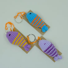Load image into Gallery viewer, Amigurumi hand-crochet Colourful Fish Keychain