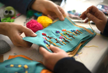 Load image into Gallery viewer, Hand-Embroidered Floral Pouches