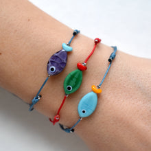 Load image into Gallery viewer, Colorful Stripe Glass Bosphorus Fish Bracelet