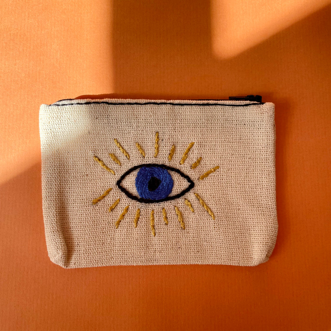 Evil Eye Embroidered Pouch