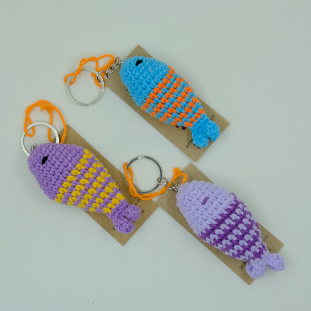 Amigurumi Bunter Fisch Schlüsselanhänger