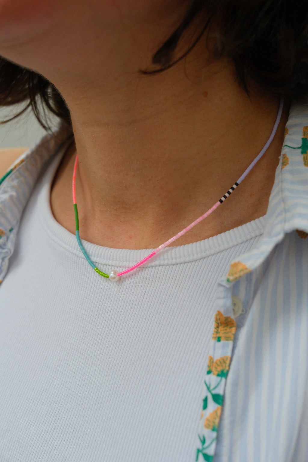 Neonpinke Sommerhalskette