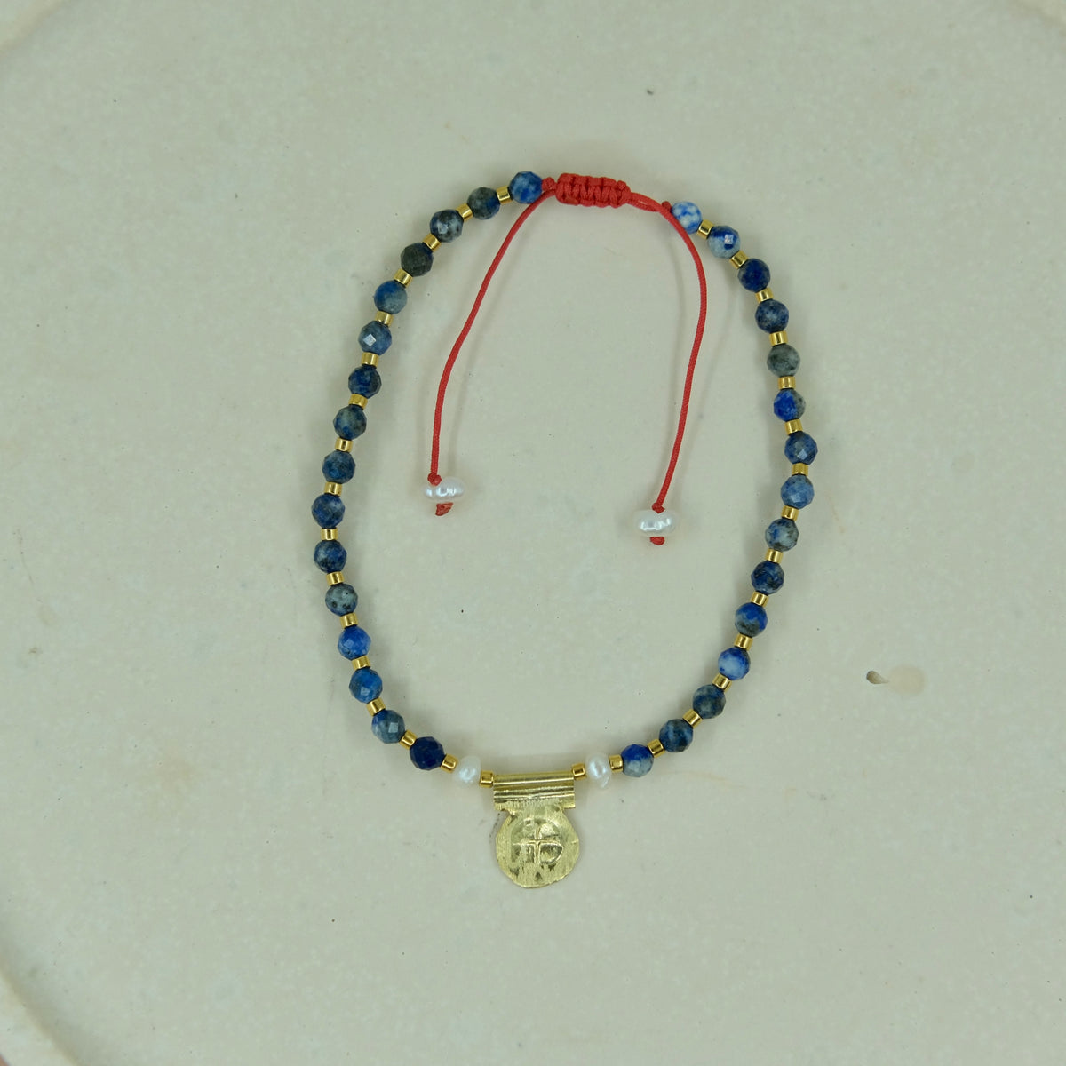 Lapis Lazuli Handmade Bracelet with Silver pendant