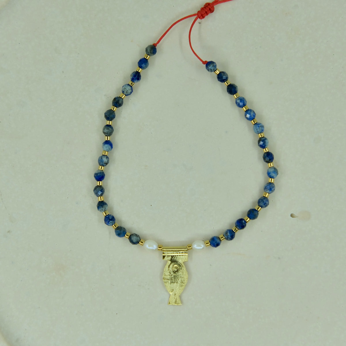 Lapis Lazuli Armband mit Silber Anhaenger