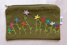 Load image into Gallery viewer, Hand-Embroidered Floral Pouch

