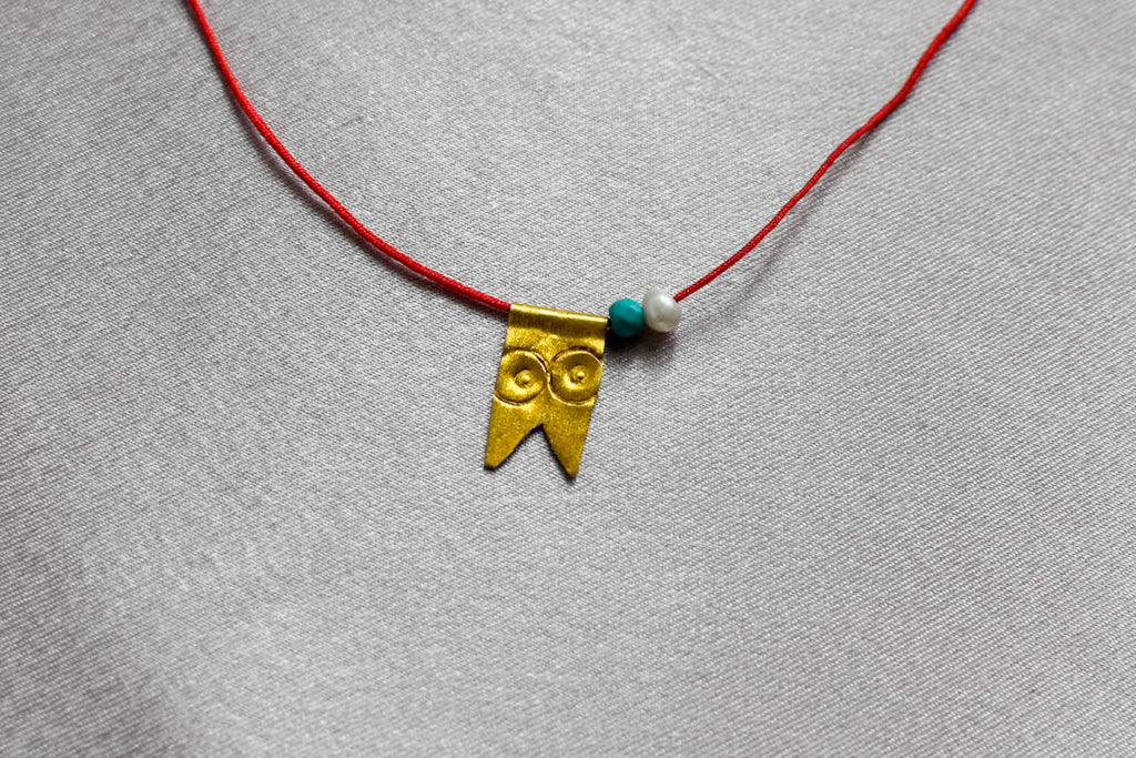 Halskette mit Mini-Eule im Ägäischen Stil