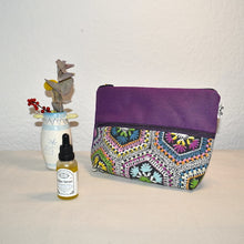 Load image into Gallery viewer, Hanan Cosmetic Bag: Ethnic Purple
