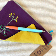 Load image into Gallery viewer, Hand-Embroidered Floral Pouch
