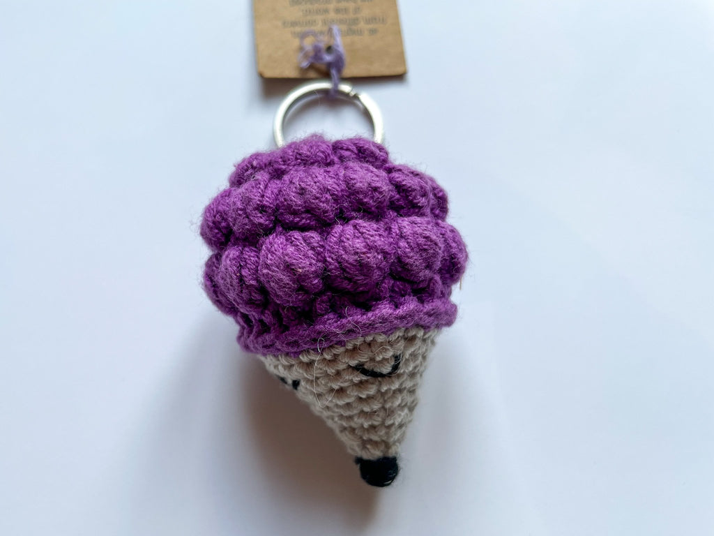 Hedgehog Doll Keychain - Purple - Amigurumi