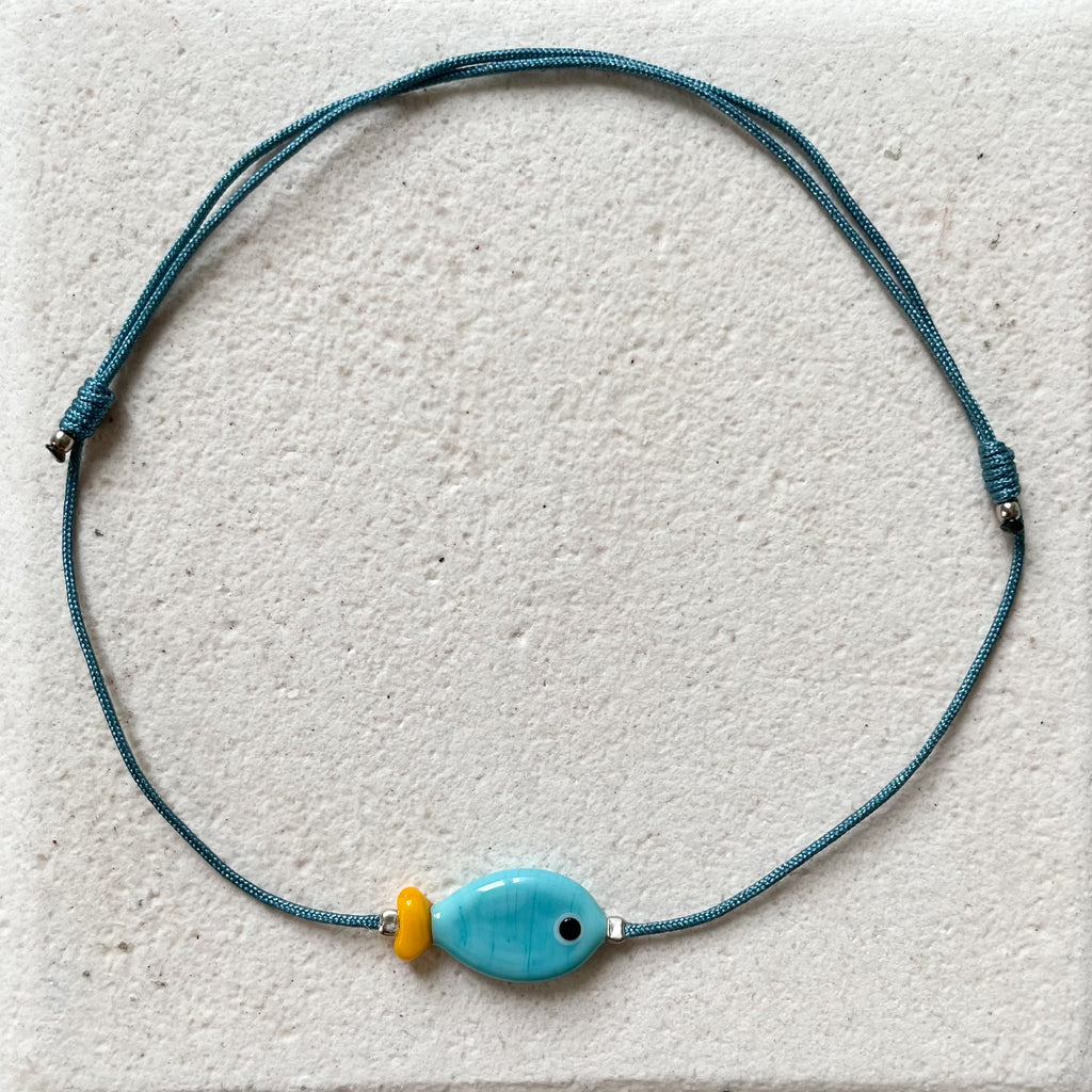 Buntes Glas-Fußkettchen mit Bosporus-Fisch