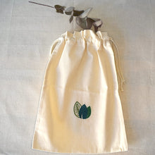 Load image into Gallery viewer, Reusable Produce Bags with hand embroidered green leaves

